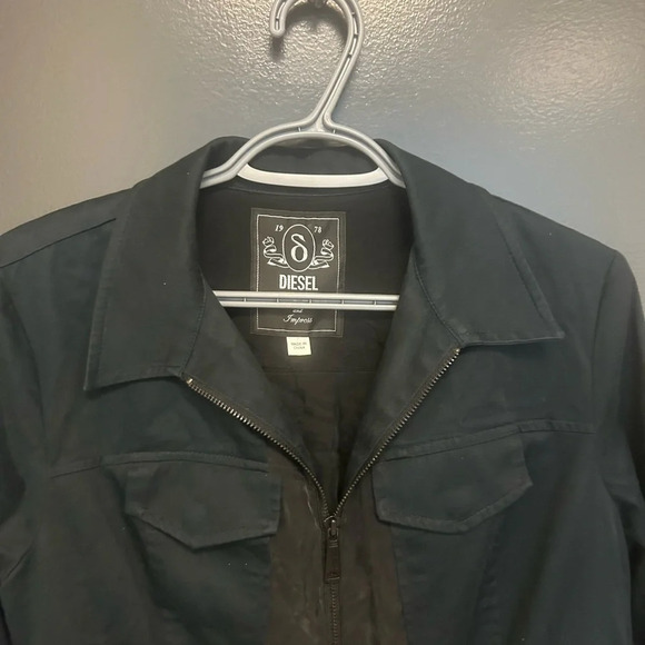 Diesel woman’s long vintage crepe bottom navy and black coat  mint condition M - Picture 4 of 9